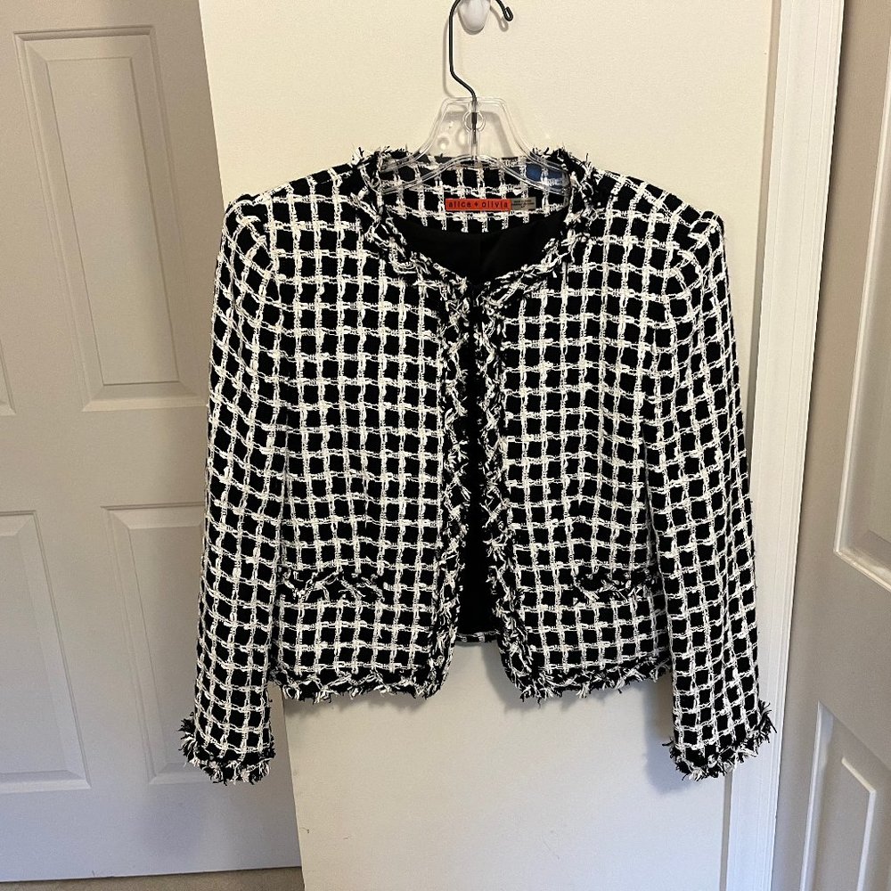 Alice and Olivia Kidman Open Front Box Jacket Size Small